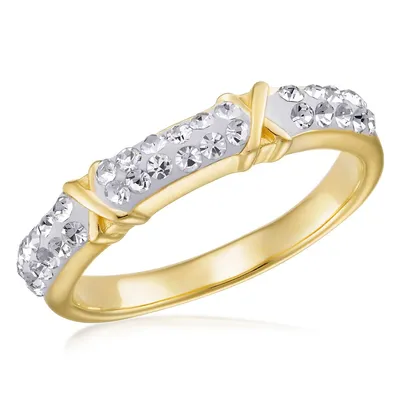 Sterling Silver Gold Plated White Crystal Ring