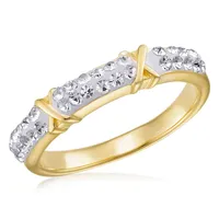 Sterling Silver Gold Plated White Crystal Ring