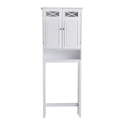 Teamson Home Bathroom Cabinet Space Saver Floor Standing Cross Molding 2 Doors White