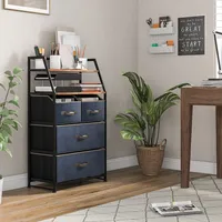 4-drawer Dresser Organizer Closet Storage Cabinet With Shelves & Foldable Drawers