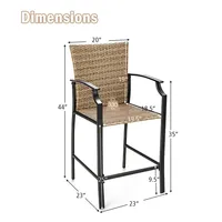 4pcs Patio Rattan Bar Stool Chairs Cushioned Seat Footrest & Armrest