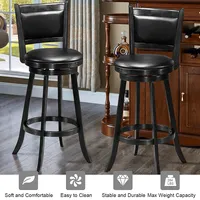 Set Of 2 29" Swivel Bar Height Stool Wood Dining Chair Barstool Black
