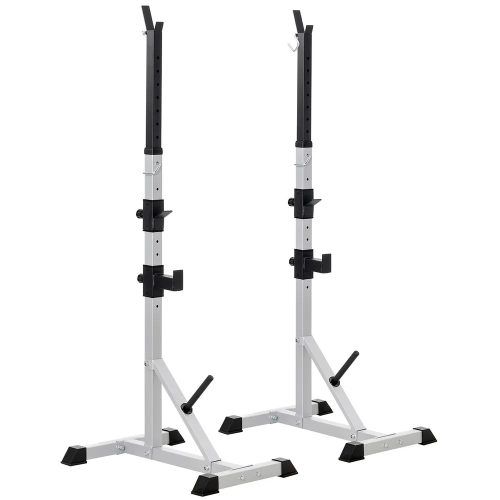 Soozier Adjustable Pair Of Barbell Squat Rack Weight Lifting Stand