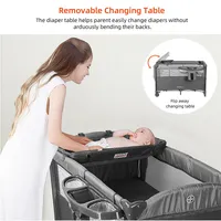3-in-1 Two-ply Foldable Baby Playard Bedside Crib Bed Bassinet With Diaper Changing Table