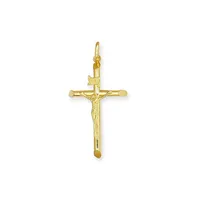 Beveled Crucifix Cross Pendant Necklace In 14k Yellow Gold