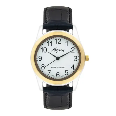 37mm Analog Easy To Read Watch, Leather Watch Band, White Dial