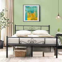 Twinqueenfull Metal Platform Bed Frame With Headboard And Footboard No Box Spring Needed