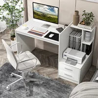 Computer Desk Laptop Table Writing Study Desk Home Office With Bookshelf & Drawers