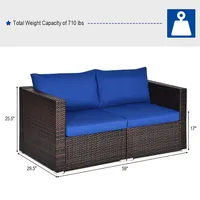 4pcs Patio Rattan Corner Sofa Sectional Furniture Set W/cushion