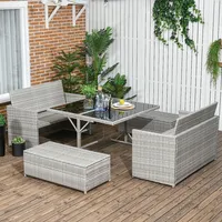 6-seater Rattan Wicker Patio Dining Set, Table And Chairs