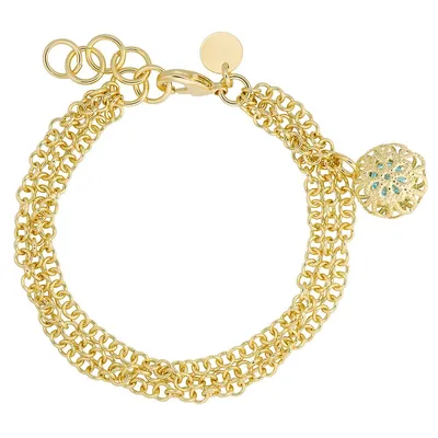 18kt Gold Plated 8" Caged Stone Multi-strand Bracelet