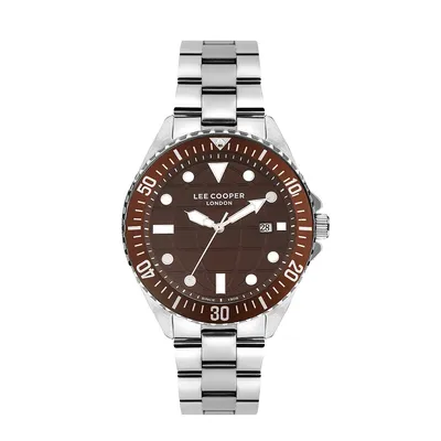 Men's Lc07541.340 3 Hand Silver Watch With A Silver Metal Band And A Brown Dial