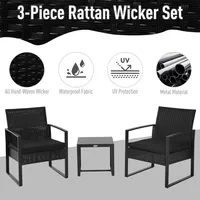 3pc Rattan Wicker Coffee Table Set