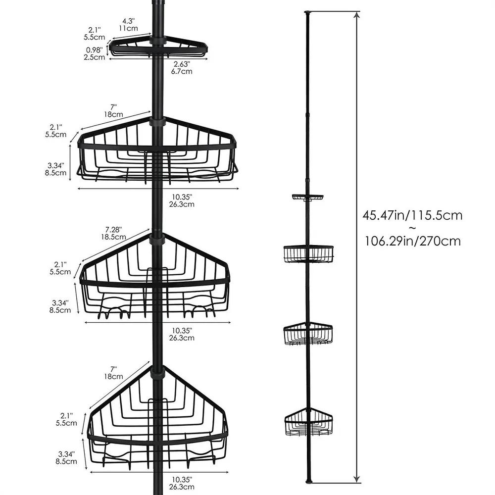 Costway 4-tier Tension Corner Shower Caddy Aluminum Pole