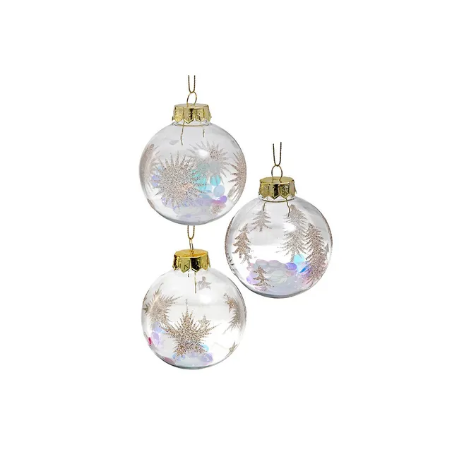 Velvet Ornaments With Silver Glitter (Asstd) (12/Disp) - Set of 12