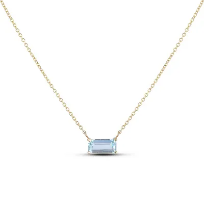 14k Yellow Gold Natural Gemstone Solitaire Necklace