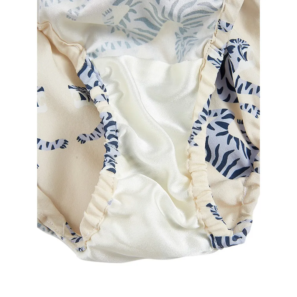 Soft Strokes Silk Pure Silk Mid Rise Bikini: Arching Tiger