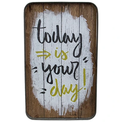 15.75" Black And Yellow Metal Today Is Your Day Hanging Sign