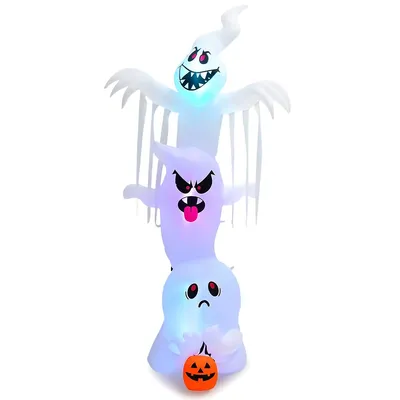 10 Ft Inflatable Halloween Overlap Ghost Giant Decoration W/ Colorful Rgb Lights