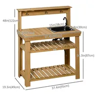 Outdoor Potting Bench With Faucet, Removable Sink, Shelves
