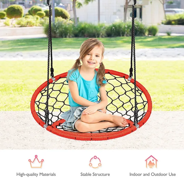 Costway Spider Web Chair Swing W/ Adjustable Hanging Ropes Kids Play  Equipment