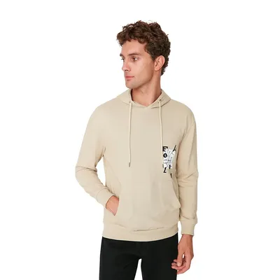 Male Young Regular Fit Basic Hood Woven Sweatshirt