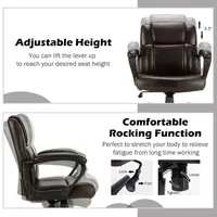 Executive Leather Office Chair Adjustable Computer Desk Chair W/ Armrest