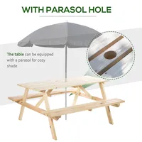 Picnic Table Set With Umbrella Hole For Outdoor Garden