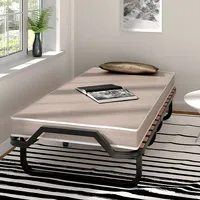 Folding Bed W/ Memory Foam Mattress Rollaway Metal Guest Bed Sleeper Made In Italy