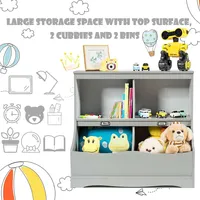 Children's Multi-functional Bookcase Toy Storage Bin Kids Floor Cabinet