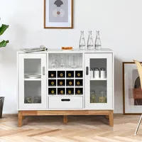 Wood Wine Storage Cabinet W/ Wine Rack & Drawer
