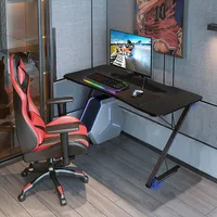 43.5 Inch Gaming Desk Z Shape Office Pc Computer Desk Gamer Tables W/ Led Lights
