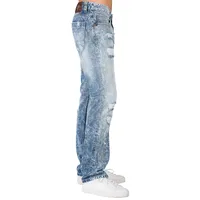 Jeans Premium pour homme Mince Nuage bleu à jambes droites Mended Détruit
