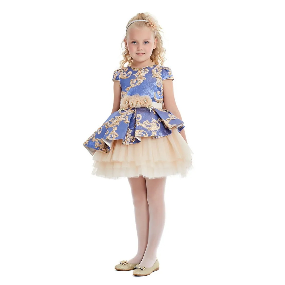 Classic Above-the-knee Party Dress With A Bow For Girls 6-10