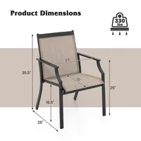 4 Pieces Patio Dining Chairs Large Outdoor Chairs Breathable Seat & Metal Frame