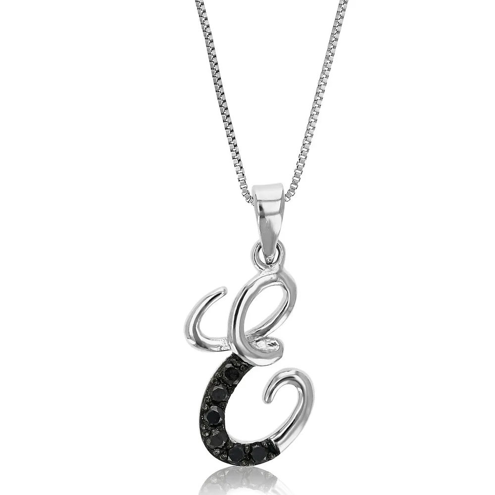 Black Diamond Alphabet Necklace E