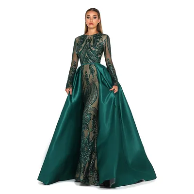 1705 High Front Back Long Sleeve Gown
