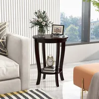2 Pcs 2-tier End Table 18" Round Compact Sofa Side Nightstand With Storage Shelf