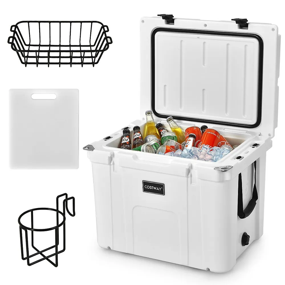 75 Quart Portable Cooler Rotomolded Ice Chest with Handles and Wheels -  Costway