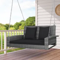 2-person Patio Pe Wicker Hanging Porch Swing Bench Chair Cushion 800lbs