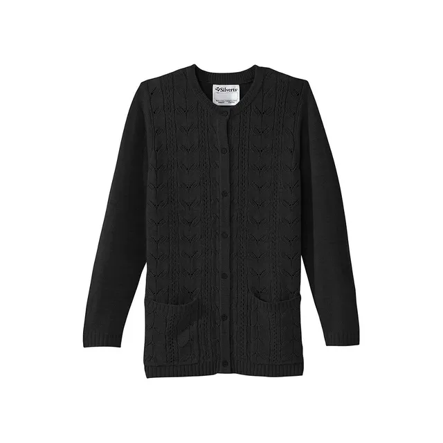 Pointelle-knit Cardigan with Peter Pan Collar