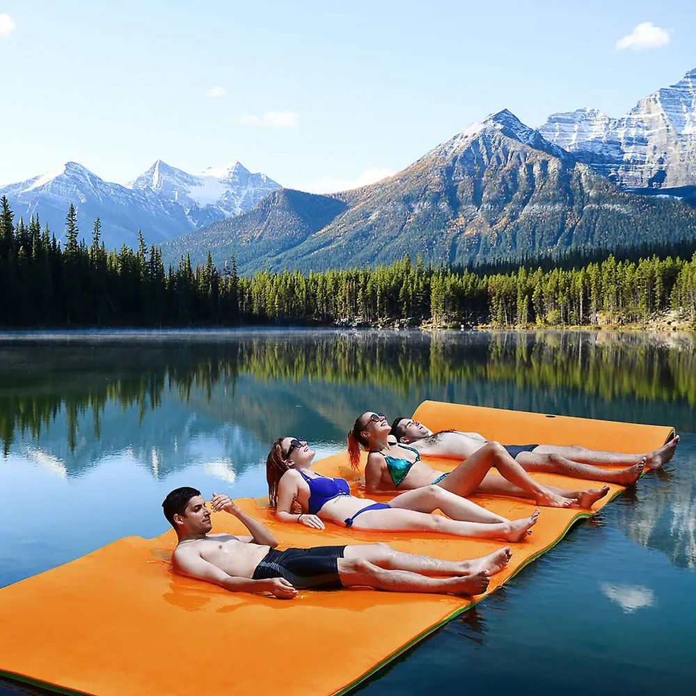 Costway 3 Layer Floating Water Pad Foam Mat Water Recreation Relaxing  Tear-resistant 9' x 6' Yellow