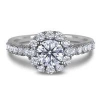 18k White Gold 1.56 Cttw Canadian Diamond Halo Engagement Ring