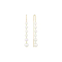 Threader Earrings With Cultured Freshwater Pearls In 10kt Yellow Gold
