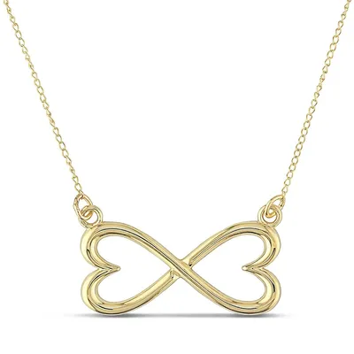 10kt 17" Yellow Gold Double Heart Necklace