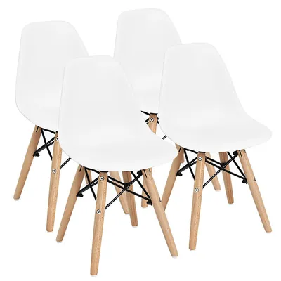 4 Pcs Kids Chair Set Mid-century Modern Style Dining Chairs W/ Wood Legs