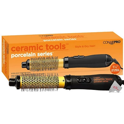 Pro Ceramic Tools Porcelain Series 1.25 Inch 1000w Soft-bristle Hot Air Brush To Style & Dry Hair