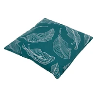 18" Teal Green Tropical Leaf Square Throw Pillow