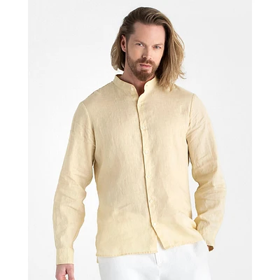 Men's Linen Band Collar Shirt Bonaire