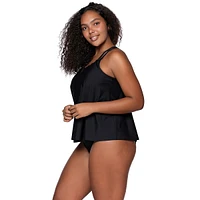 Women's Black Sadie A-line High Neck Silhouette Swimwear Tankini Top